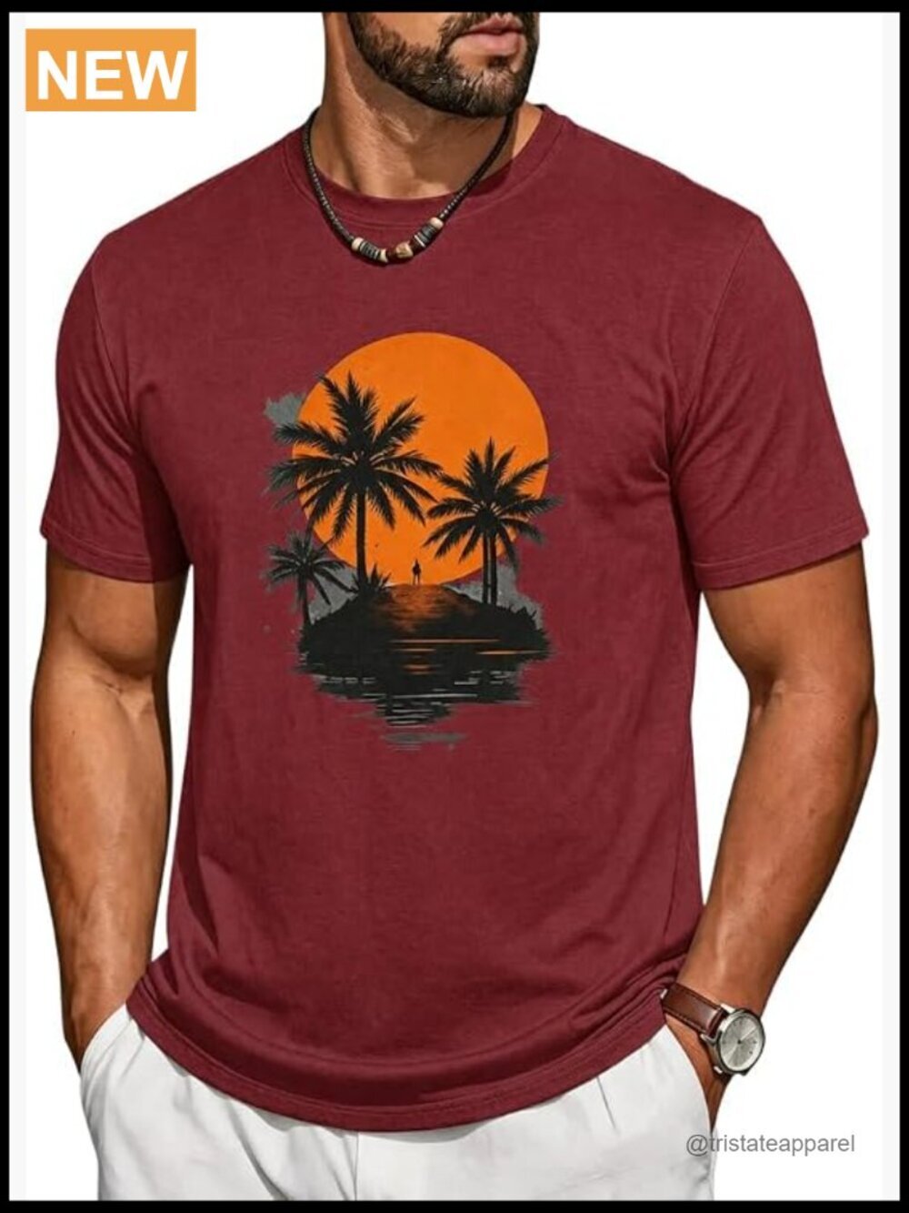 Mens Graphic Short Sleeve Crewneck T-Shirt Lightweight Hawaiian Tee